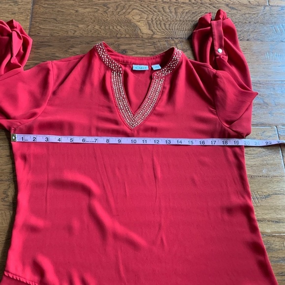 Cato Boho Red Asymmetrical Blouse - Picture 10 of 15